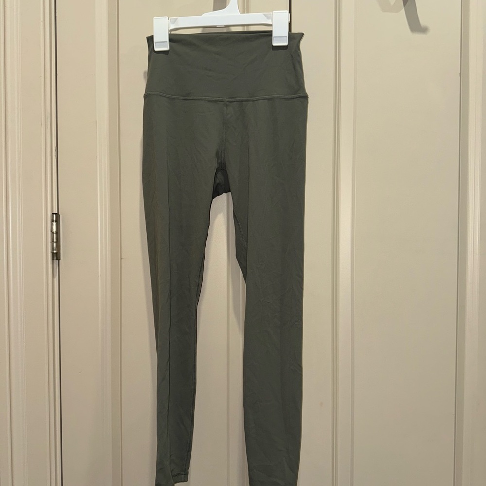 Olive Green High-Waisted Leggings for Active Comfort
